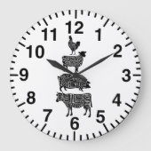肉屋の図表肉は時計を切ります ラージ壁時計 (正面)