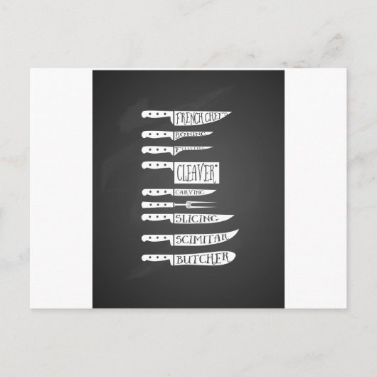 肉屋の肉切り包丁を使った料理長の調理師レシピナイフ ポストカード (正面)