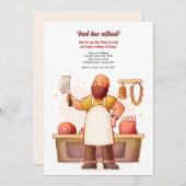 肉屋の退職パーティー 招待状 (正面/裏面)