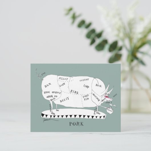 肉屋は豚を切るトニー・フェルナンデス葉書 ポストカード (スタンド正面)