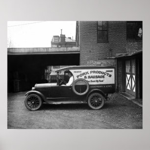 肉屋デリバリートラック, 1926.ヴィンテージ写真 ポスター