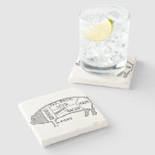 肉屋図（豚） ストーンコースター (横)