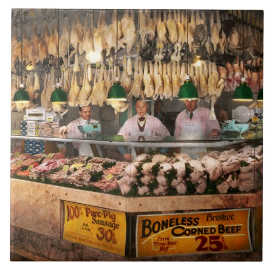 肉屋 – 1931年鶏に引っ掛かる タイル (正面)