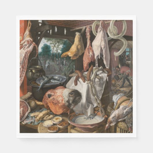 肉屋（Pieter Aertsen著） スタンダードランチョンナプキン (正面)