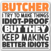 肉屋I物を作ろうとするおもしろい引用文肉屋 シール (正面)