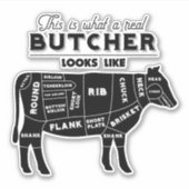 肉市場と肉屋ショップワーカーおもしろい引用文 シール (正面)