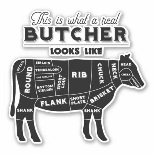 肉市場と肉屋ショップワーカーおもしろい引用文 シール (正面)