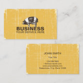 肉店ミートマーケットヴィンテージ豚金ゴールド 名刺 (正面/裏面)