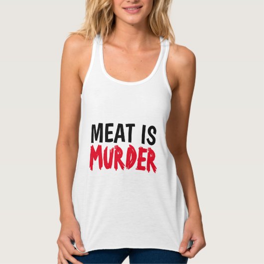 肉殺人Tシャツベジタリアンビーガン タンクトップ (正面)