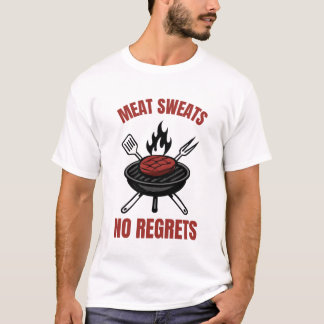 肉汁ダラダラ後悔なし 面白いBBQバーベキューギフト Tシャツ