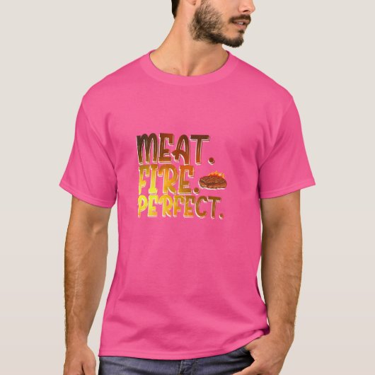 肉火パーフェクト – BBQ熱狂的な表現 Tシャツ (正面)