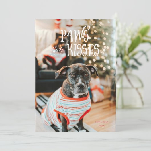 肉球とキッス 面白いペットの写真 ホリデーカード 招待状 (スタンド正面)