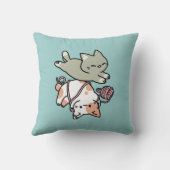 肉球と遊び – 愛らしい猫のイラスト クッション (裏面)