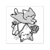 肉球と遊び – 愛らしい猫のイラスト セルフインキングスタンプ (デザイン)