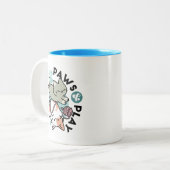 肉球と遊び – 愛らしい猫のイラスト ツートーンマグカップ (正面左)