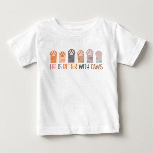 肉球と過ごす生活は最高 ベビーTシャツ (正面)