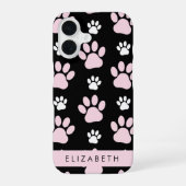 肉球の模様 ピンクの肉球 犬の肉球 あなたの名前 iPhone 16ケース (裏面)