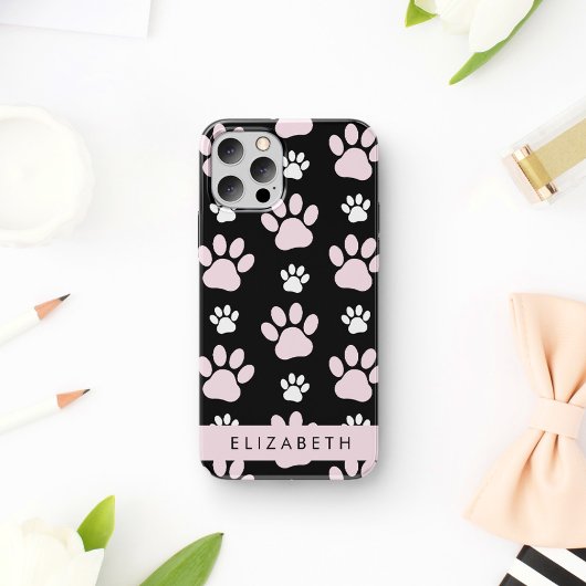 肉球の模様 ピンクの肉球 犬の肉球 あなたの名前 iPhone 16ケース