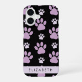 肉球の模様 ライラックパウ 犬の足跡 あなたの名前 iPhone 16ケース (裏面)