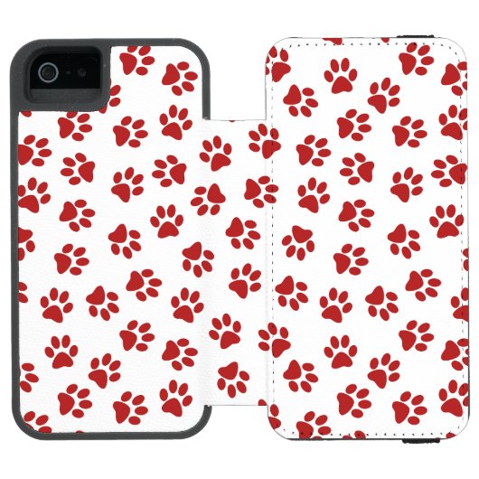肉球の模様、犬の肉球、赤い肉球 INCIPIO iPhoneウォレットケース (フォリオ Open)