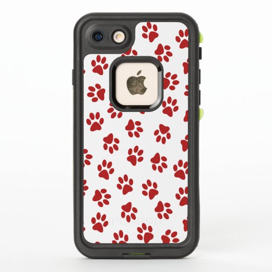 肉球の模様、犬の肉球、赤い肉球 LifeProof iPhoneケース (裏面)