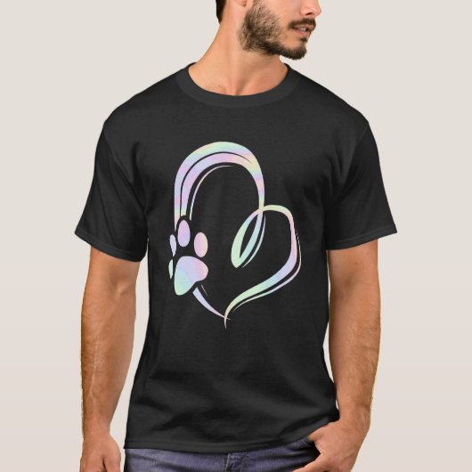 肉球ハートかわいい犬 Tシャツ (正面)