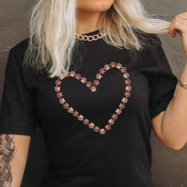 肉球ハートTシャツ - ピンクの肉球のハート Tシャツ