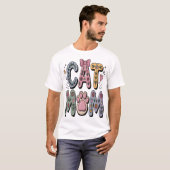肉球フラワーキャットママ Tシャツ (正面フル)