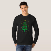 肉球プリントのクリスマスツリー イヌ ネコ 保護活動 愛好家 保護施設 Tシャツ (正面フル)