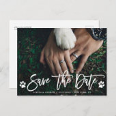 肉球プリントの結婚式Save the Date写真 案内ポストカード (正面/裏面)