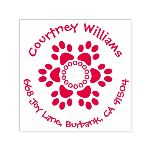 肉球プリントの花柄 返信先 自己押しスタンプ セルフインキングスタンプ (デザイン)