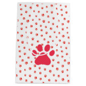 肉球プリント ペットラバー 犬 猫 赤 ギフト包装 楽しい ミディアムペーパーバッグ (裏面)