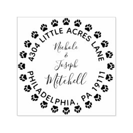 肉球プリント 結婚した夫婦 宛名スタンプ セルフインキングスタンプ