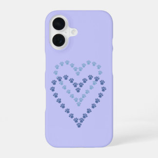 肉球プリント Case-Mate iPhone 16 カバー ブルー＆ラベンダー