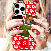 肉球ペットフォトコラージュ 赤いモノグラム Case-Mate iPhoneケース