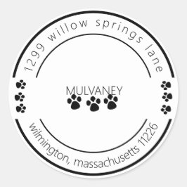 肉球 返送先住所ラベル 白 ラウンドシール