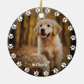 肉筆のプリントとカスタムかわいいペットの写真と名前 セラミックオーナメント (裏面)