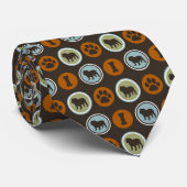 肉筆プリントと犬ビスケット付きブルドッグパターン ネクタイ (ロール)