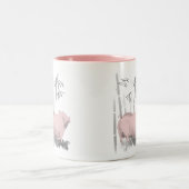 肉筆豚と竹 二色マグカップ ツートーンマグカップ (中央)