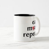 肉繰り返しのおもしろいな肉食獣のコーヒー・マグを食べて下さい ツートーンマグカップ (正面右)