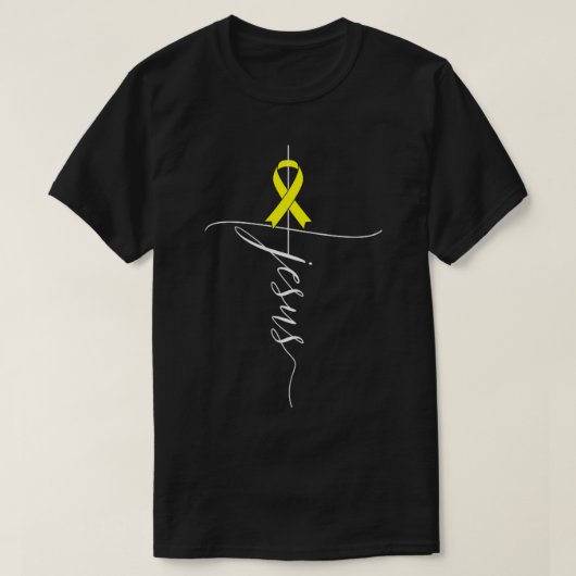 肉腫がん認識度イエズイエローリボンギフト Tシャツ (デザイン正面)