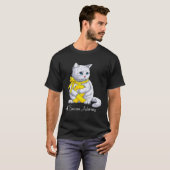肉腫啓発月間 イエローリボン 猫 Tシャツ (正面フル)