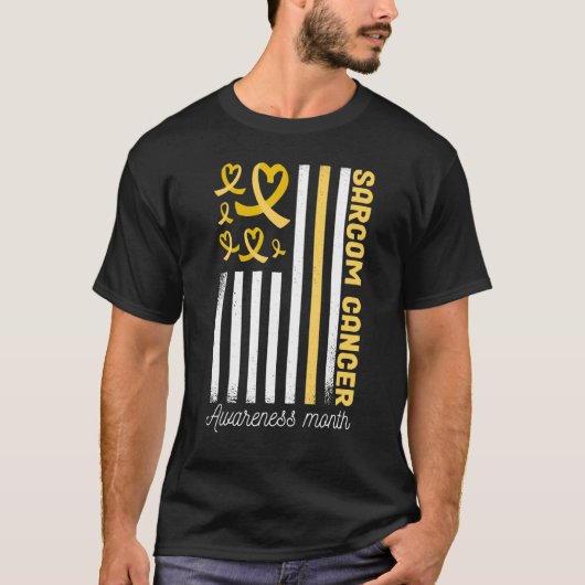 肉腫認識度月肉腫イエローリボンUsa Tシャツ (正面)