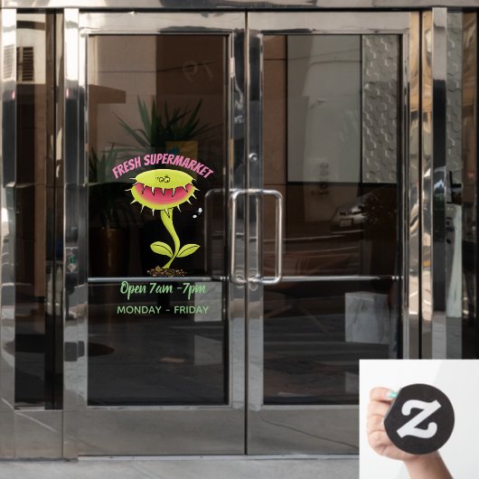 肉食おもしろい金星のハエの捕獲植物漫画 ウィンドウサイン (オフィスドア)