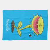 肉食おもしろい金星のハエの捕獲植物漫画 キッチンタオル (横)