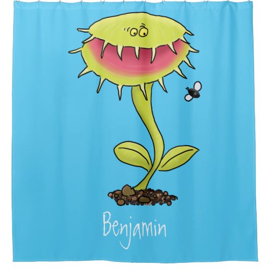 肉食おもしろい金星のハエの捕獲植物漫画 シャワーカーテン (正面)