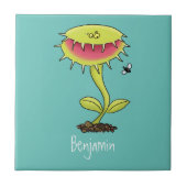 肉食おもしろい金星のハエの捕獲植物漫画 タイル (正面)