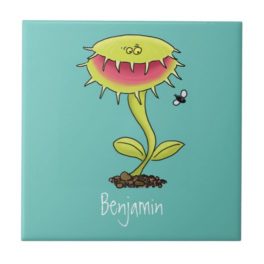 肉食おもしろい金星のハエの捕獲植物漫画 タイル (正面)