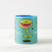肉食おもしろい金星のハエの捕獲植物漫画 ツートーンマグカップ (中央)