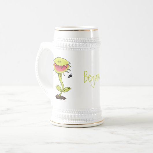 肉食おもしろい金星のハエの捕獲植物漫画 ビールジョッキ (正面左)